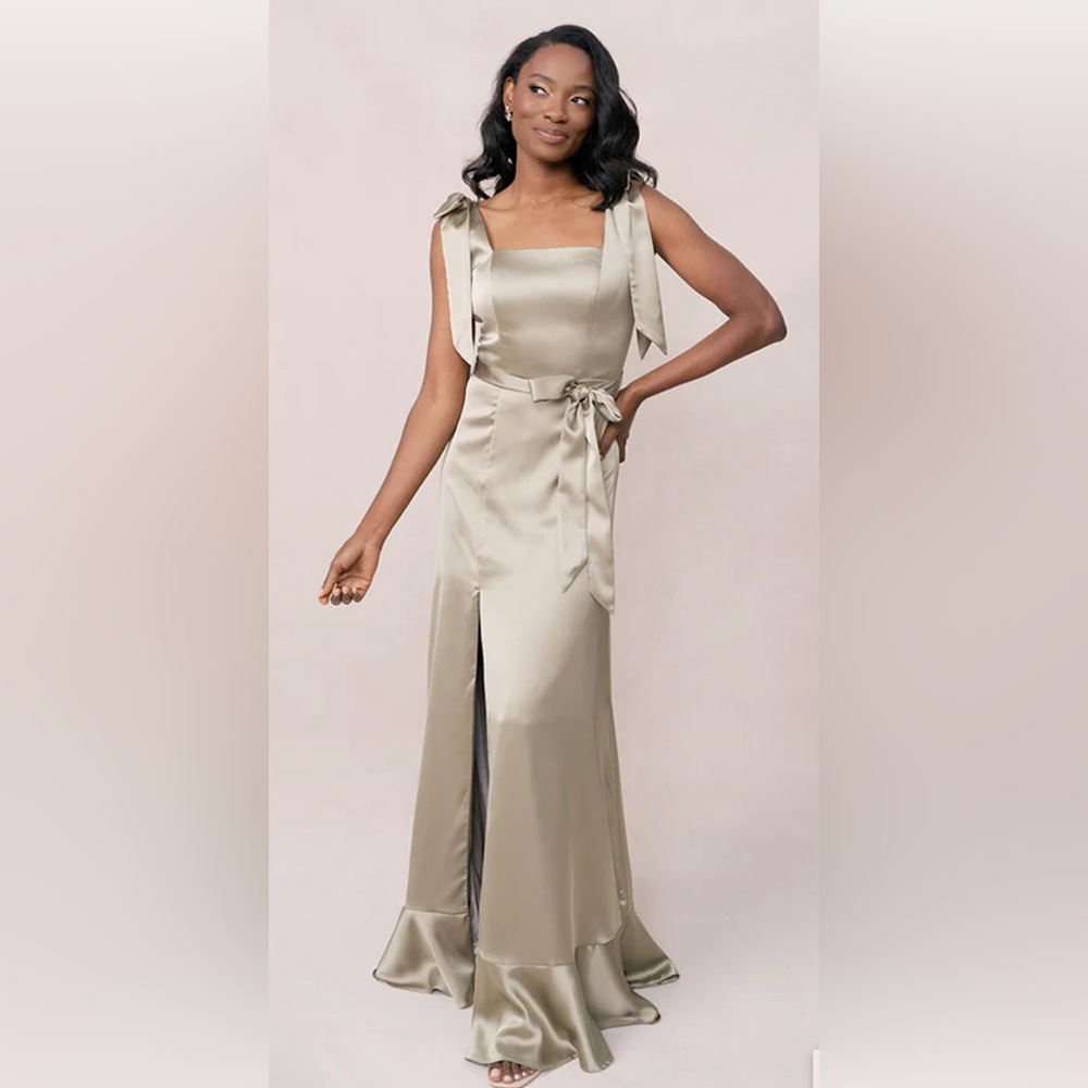 Revelry Satin Maxi Dress in Silver Sage